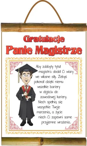 Dyplom z bambusem - Gratulacje Panie Magistrze