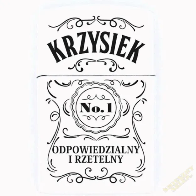 Zapalniczka z imieniem biała- Krzysiek No.1 odpowiedzialny i rzetelny