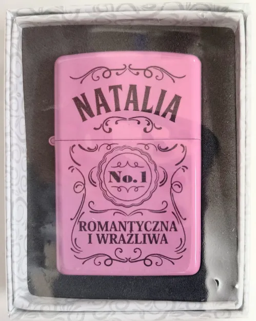 Zapalniczka z imieniem różowa - Natalia No.1 romantyczna i wrażliwa