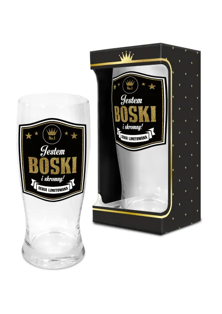 Szklanka do piwa GOLD - Jestem boski i skromny!