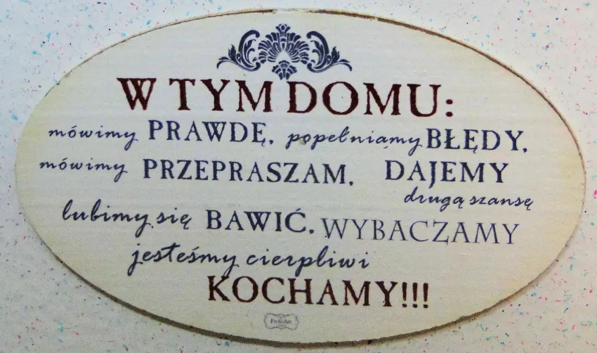 Magnes owal vintage - W tym domu: mówimy prawdę, popełniamy błędy, mówimy przepraszam, ...