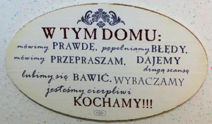 Magnes owal vintage - W tym domu: mówimy prawdę, popełniamy błędy, mówimy przepraszam, ...