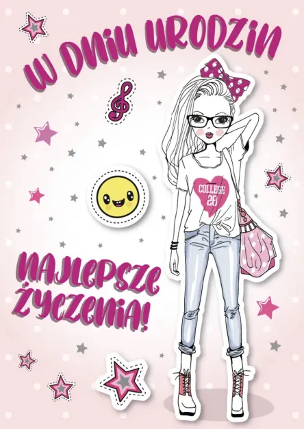 Karnet 3D z życzeniami - W dniu urodzin. Najlepsze życzenia!