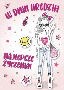 Karnet 3D z życzeniami - W dniu urodzin. Najlepsze życzenia!