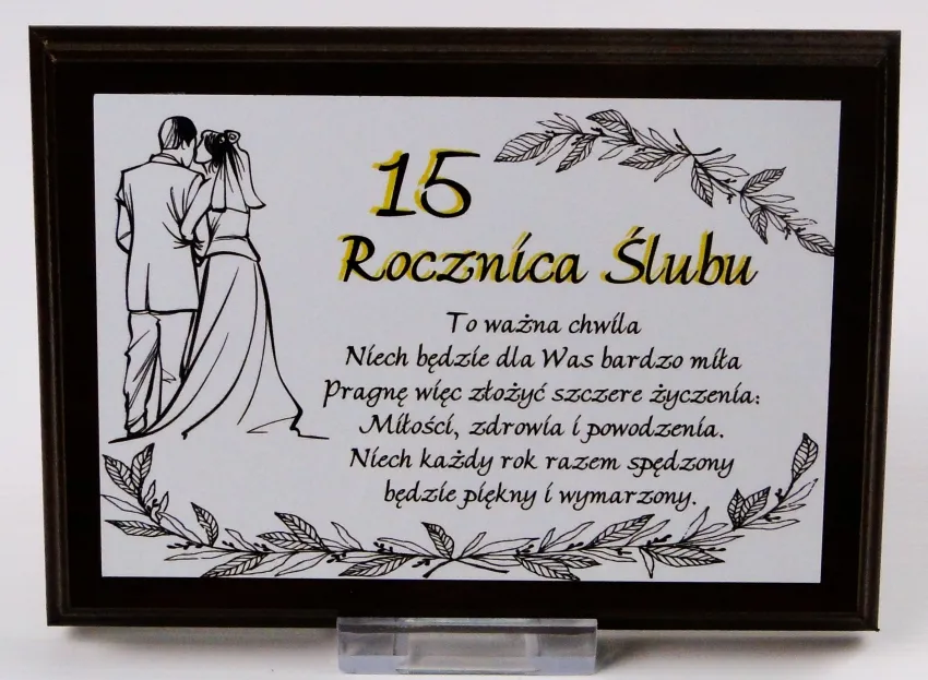 Dyplom na drewnie - 15 Rocznica Ślubu