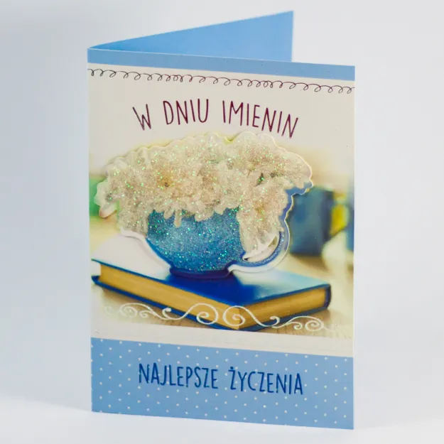 Karnet 3D z życzeniami - W dniu imienin najlepsze życzenia