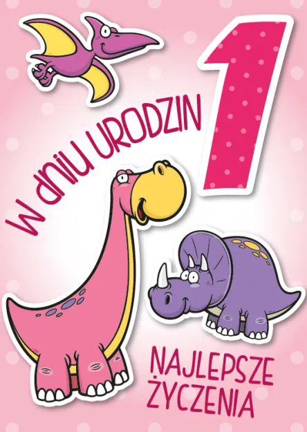 Karnet 3D z życzeniami - W dniu 1 urodzin. Najlepsze życzenia.