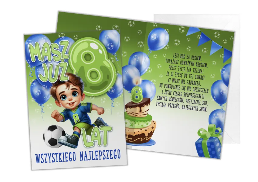 Kartka C5 - Masz już 8 lat wszystkiego najlepszego