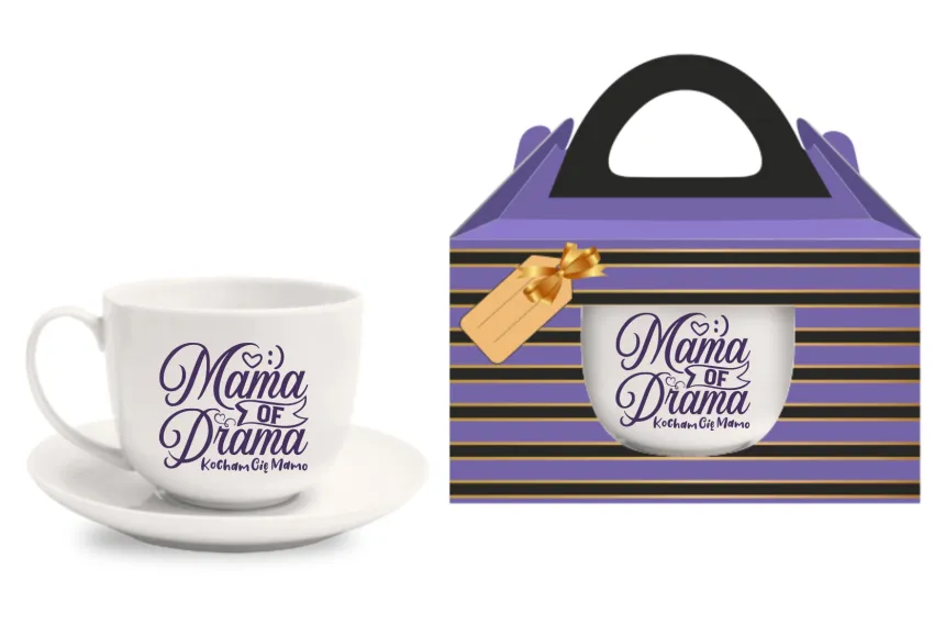 Filiżanka (400 ml) + spodek - Mama of drama - kocham Cię Mamo