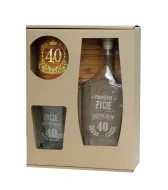 Karafka + szklanka whisky - 40 - Prawdziwe życie zaczyna się po 40 (tekst grawerowany)