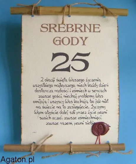 Dyplom z bambusem - 25 rocznica ślubu - srebrne gody