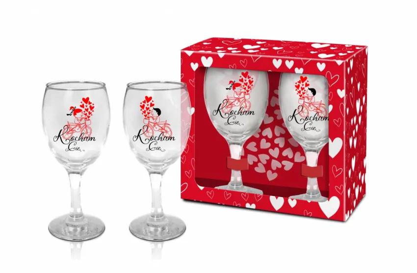 Zestaw 2 kieliszków (220ml) - Kocham Cię