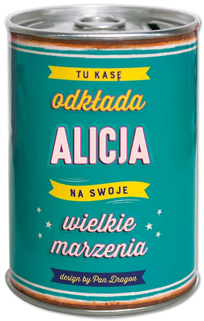 Puszka Skarbonka Vip - Alicja - Tu kasę odkłada Alicja na swoje wielkie marzenia
