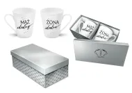 Zestaw 2 kubków Skos - Żona idealna / Mąż idealny (wedding silver)
