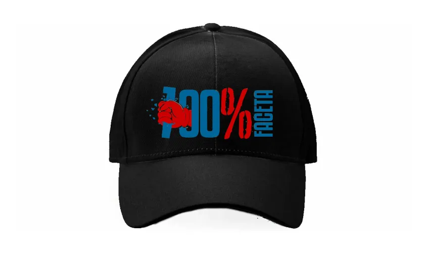 Czapka czarna - 100% faceta (niebiesko-czerwony nadruk)