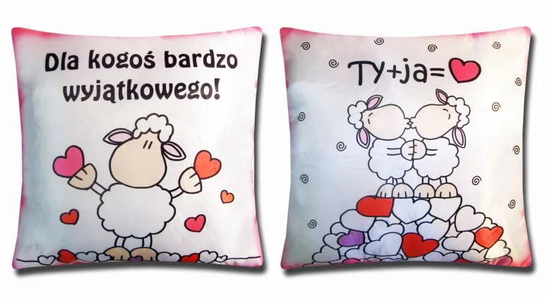 Poduszka obustronna, mała - Dla kogoś bardzo wyjątkowego! / Ty + Ja =