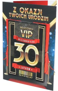 Karnet VIP - Z okazji Twoich 30 urodzin (+ wejściówka do klubu). Dla Mężczyzny.