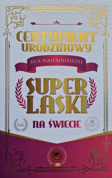 Karnet - Certyfikat urodzinowy Super Laski