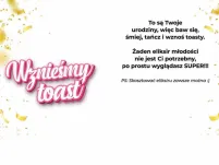Karnet + zawieszka na butelkę - (różowa) Wynieśmy toast za Twoje Urodziny - 2