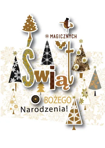 Karnet DK - Magicznych Świąt Bożego Narodzenia (złote i brokatowe zdobienia)