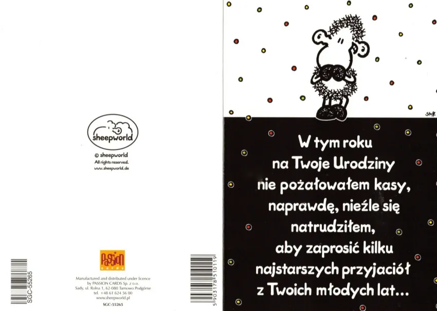 Karnet Sheepworld - W tym roku na Twoje urodziny nie pożałowałem kasy...