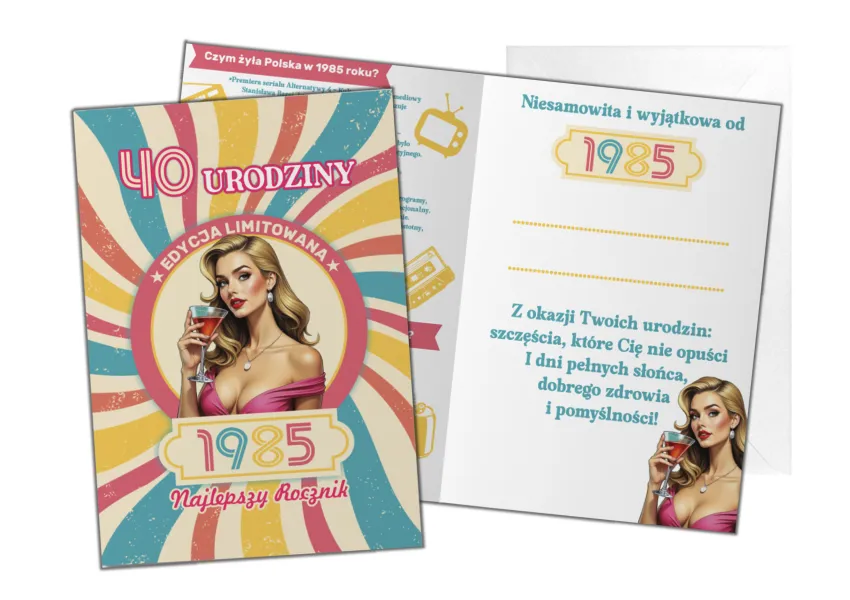 Kartka C5 - 40 urodziny (kobieta) 1985 Najlepszy Rocznik, edycja limitowana