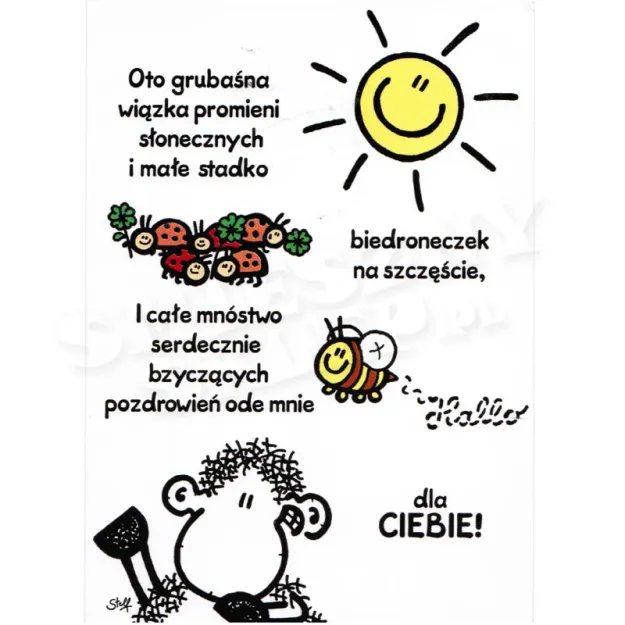 Kartka Sheepworld - Oto grubaśna wiązka promieni słonecznych ... dla Ciebie
