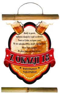 Dyplom z bambusem - Z okazji 18 urodzin. Wszystkiego najlepszego.