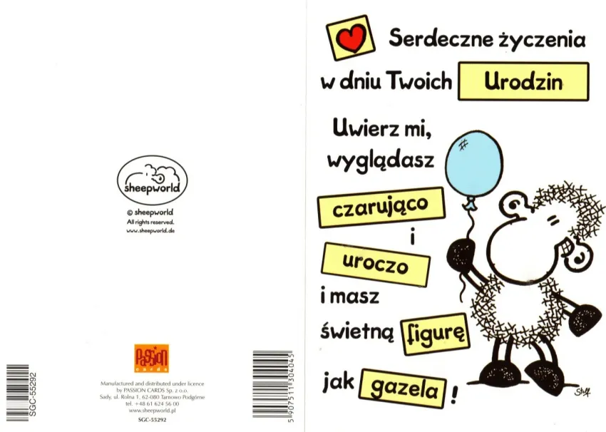 Karnet Sheepworld - Serdeczne życzenia w dniu Twoich urodzin.