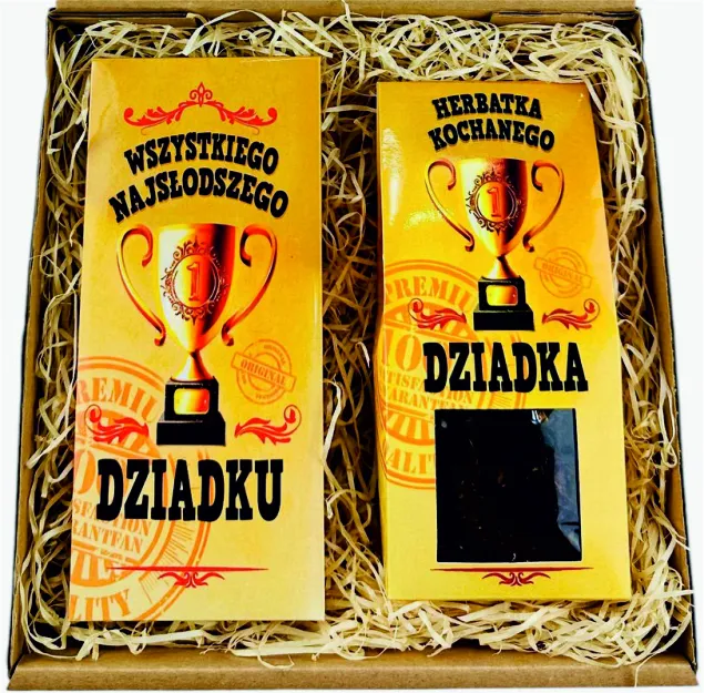 Zestaw - Czekolada + herbata - (puchar) Dziadku wszystkiego najlepszego