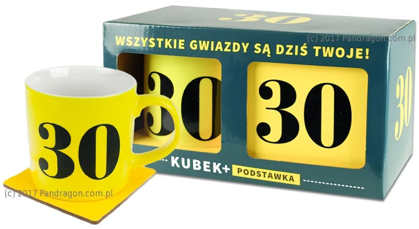Kubek neon + podstawka - 30 urodziny  - Wszystkie gwiazdy są dziś Twoje