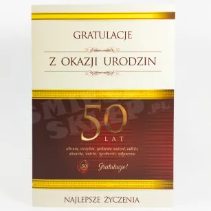 Karnet - Gratulacje z okazji urodzin. 50 lat. Gratulacje! Najlepsze życzenia.