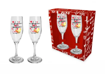 Zestaw 2 kieliszków (190ml) - Z miłością nie wygrasz (kółko i krzyżyk)