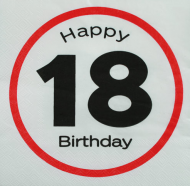 Serwetki urodzinowe - 18 Happy birthday
