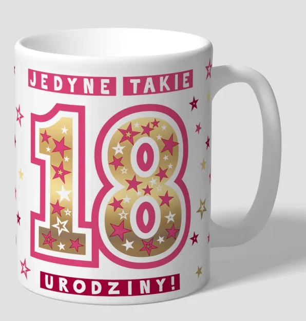 Kubek premium - Jedyne takie 18 urodziny (różowy)