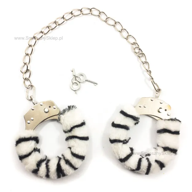 Kajdanki na nogi - z futerkiem zebra