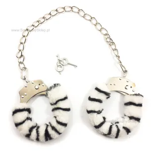 Kajdanki na nogi - z futerkiem zebra