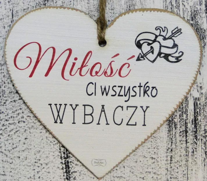 Tabliczka Retro Vintage, serce duże - Miłość Ci wszystko wybaczy