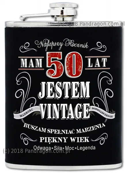 Piersiówka vintage - Mam 50 lat, jestem vintage, ruszam spełniać marzenia