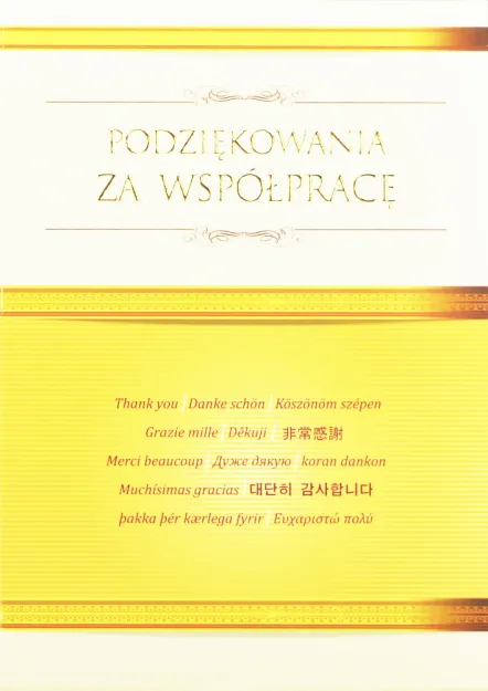 Karnet - Podziękowania za współpracę