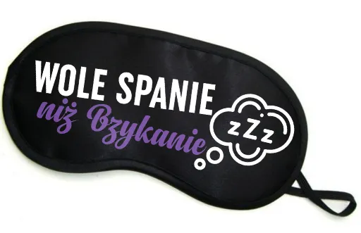 Opaska na oczy, czarna - Wole spanie niż bzykanie