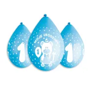 Balon premium "Moje 1 urodziny" - niebieskie 5szt - wiszące