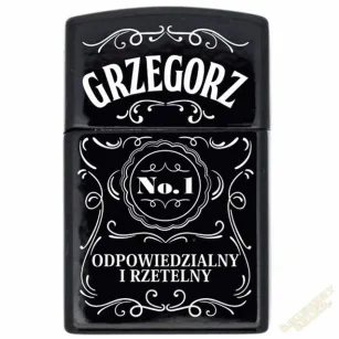 Zapalniczka z imieniem czarna - Grzegorz No.1 odpowiedzialny i rzetelny