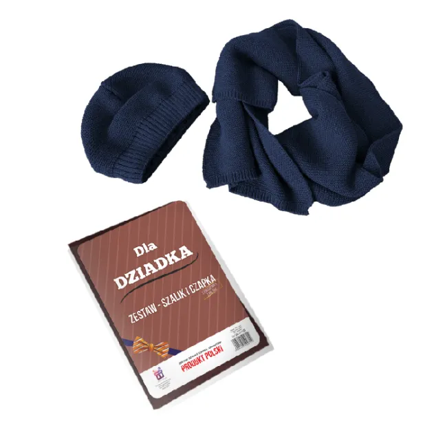 Zestaw dla Dziadka (granatowy) - Szalik i czapka