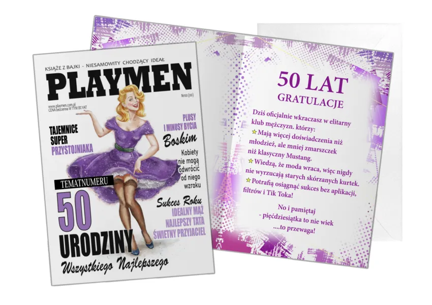 Karnet B6  -  PLAYMEN temat numeru - 50 urodziny