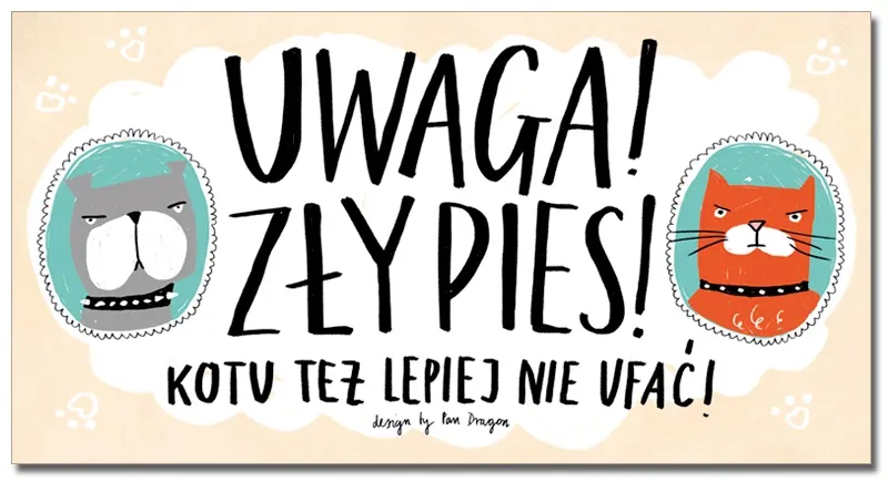Tabliczka Vip - Uwaga! Zły pies! Kotu też lepiej nie ufać!