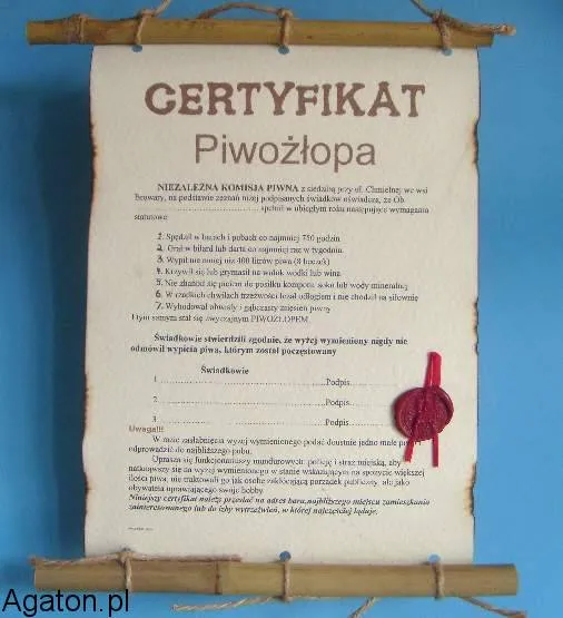 Dyplom z bambusem - Certyfikat piwożłopa