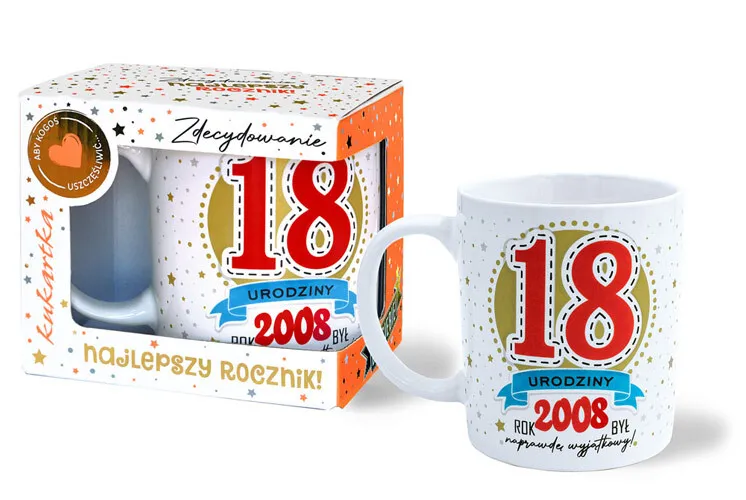Kubek premium - 18 urodziny. Rok 2008 to był najlepszy rocznik (czerwony)