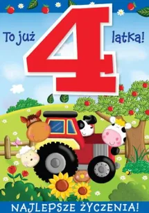 Karnet Kukartka PP - 4 urodziny - To już 4 latka! Najlepsze życzenia!