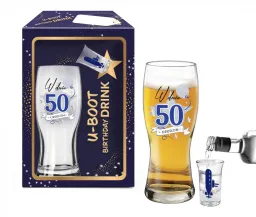 Szklanka do piwa + Kieliszek do wódki - STARS - W dniu 50 urodzin